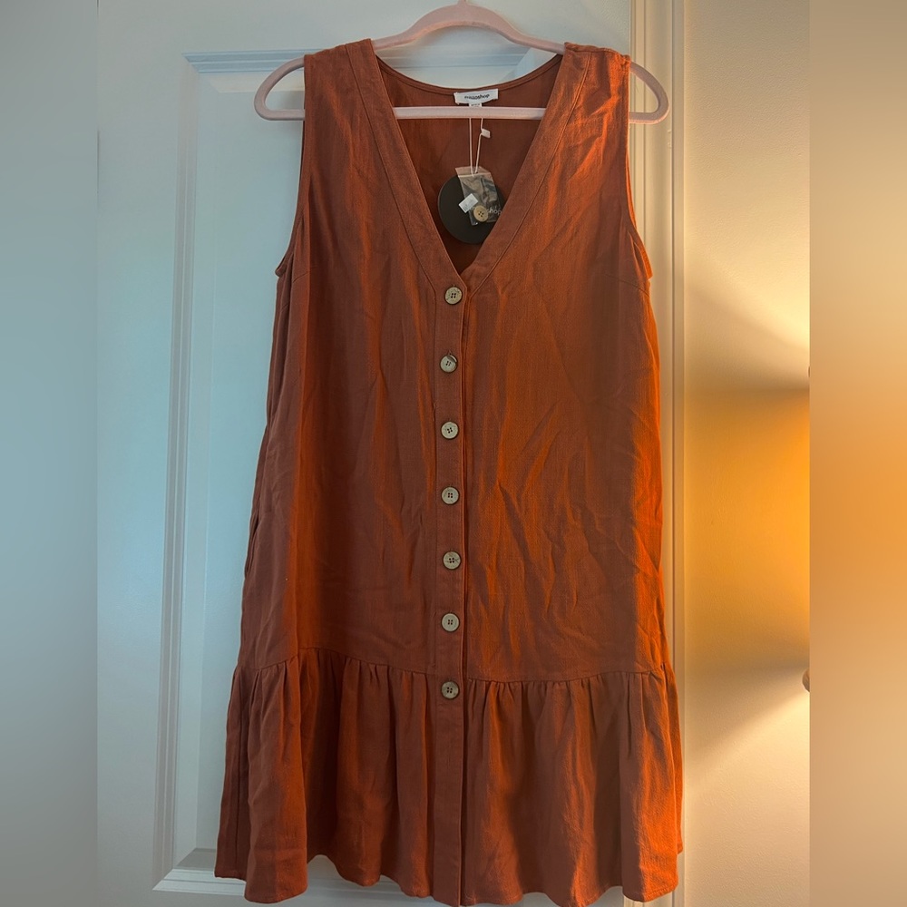 NWT Burnt Orange button down day dress